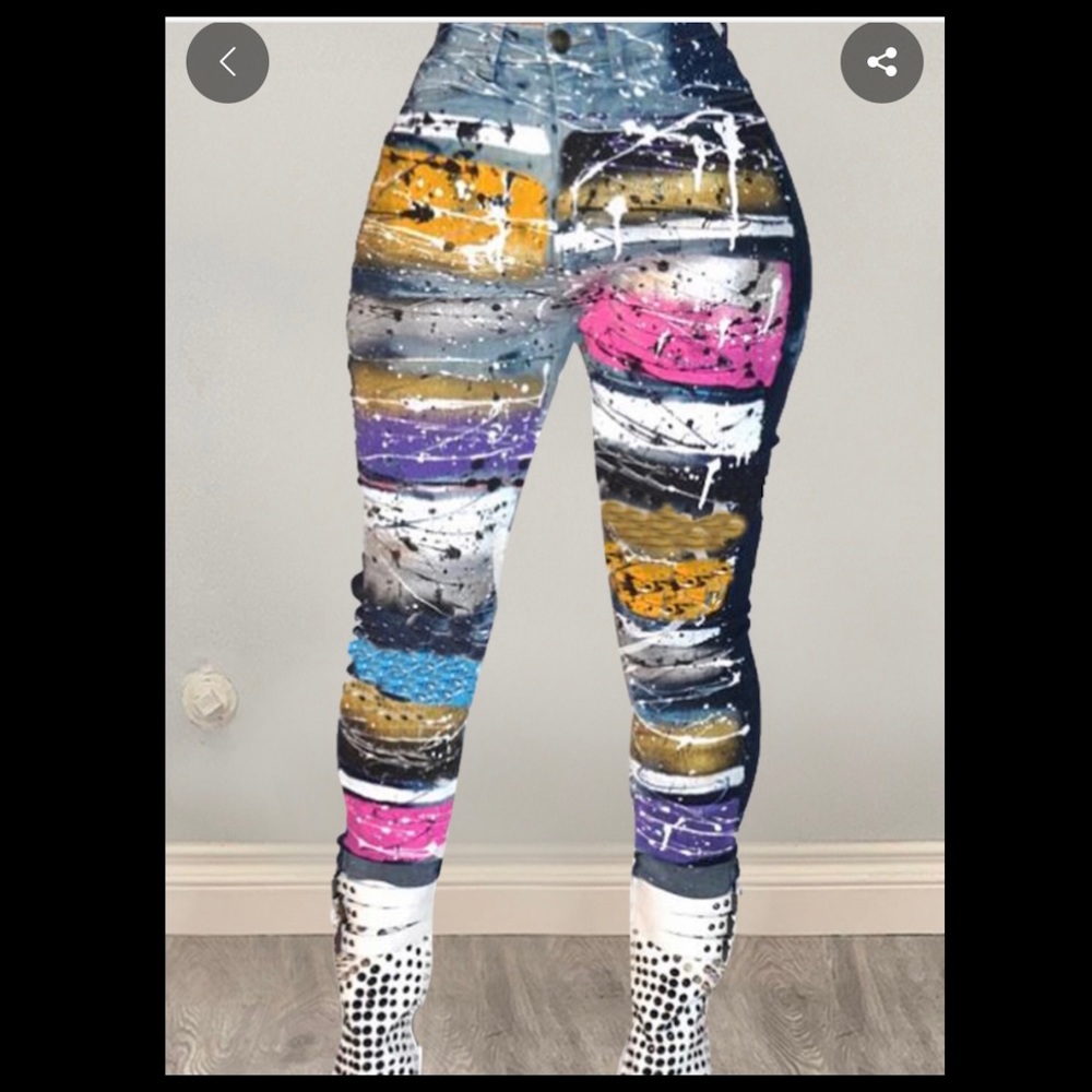 Multicolored denim look leggings
